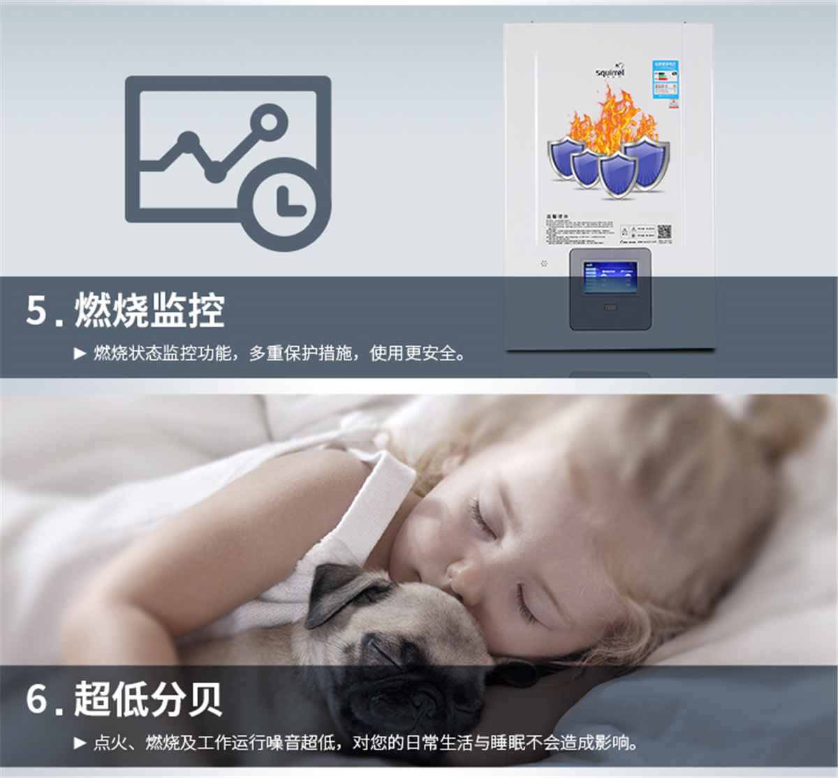 小松鼠（squirrel）天然氣壁掛爐 家用燃氣采暖爐 沐浴采暖兩用冷凝鍋爐M3 SL24-M3